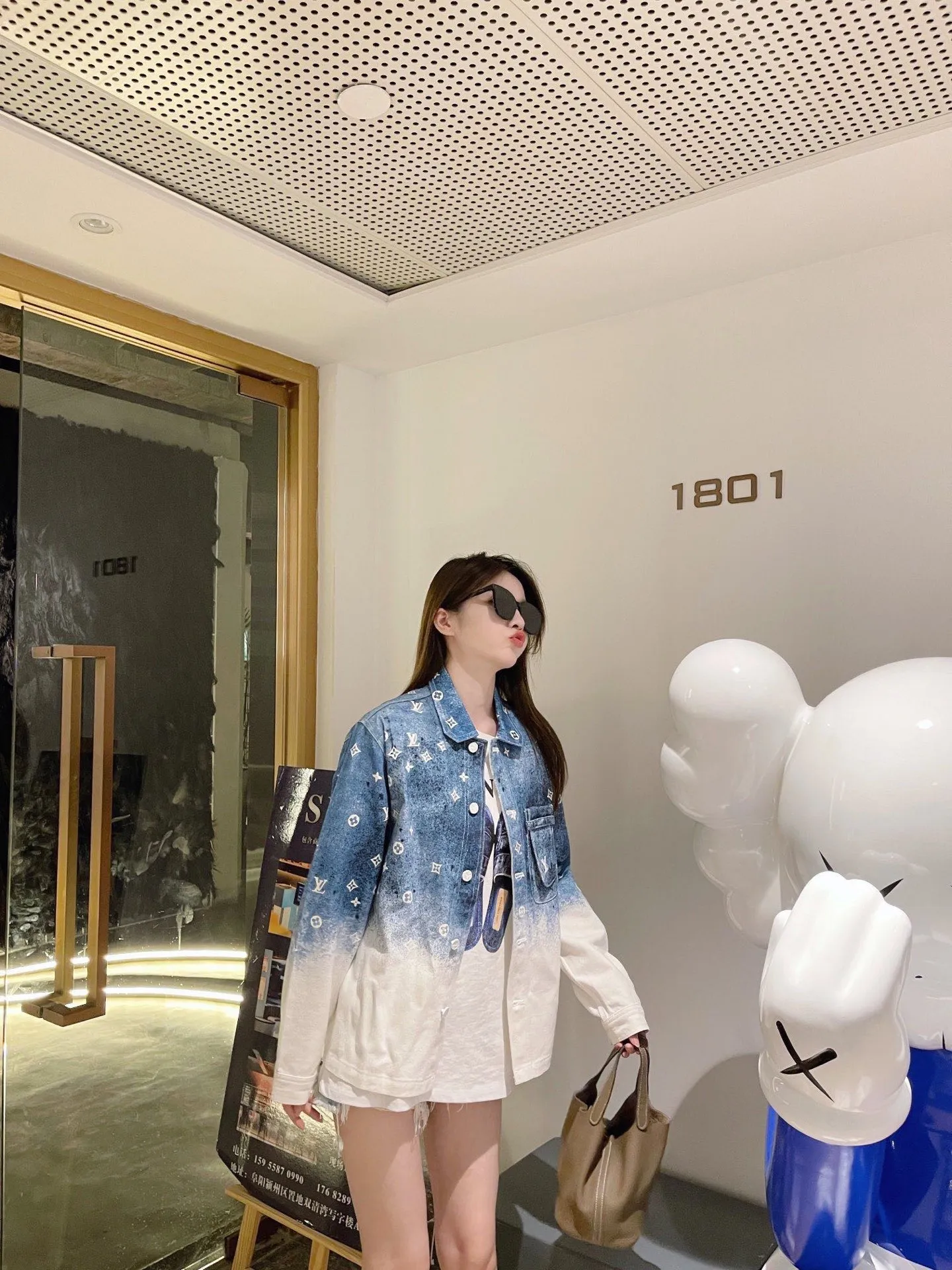 Louis Vuitton/Louis Vuitton Starry Sky Rendering Old Floral Gradient Denim Shirt Jacket